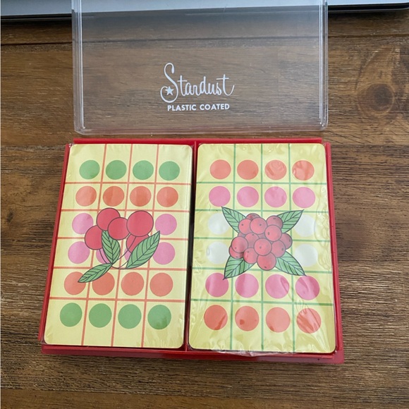 Vintage Other - New Vintage Stardust colorful fruit sealed 2 decks of playing cards plastic case